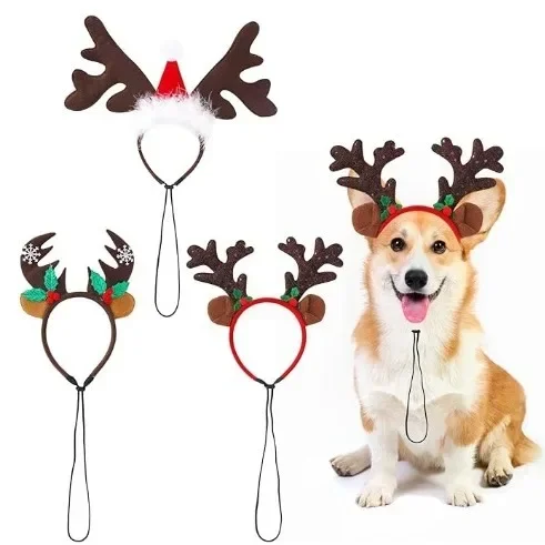 Christmas Decorations Pet Headgear Party Dress Up Antlers Headband Pet Supplies Christmas Hat Headband Dog Christmas