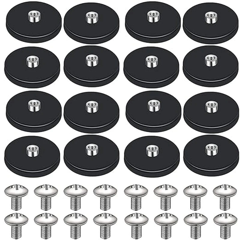 

4366mm Rubber Coated Magnet Heavy Duty Car Base with Black Rubber Coating License Plate Magnet Super Strong M6 Screw Thread
