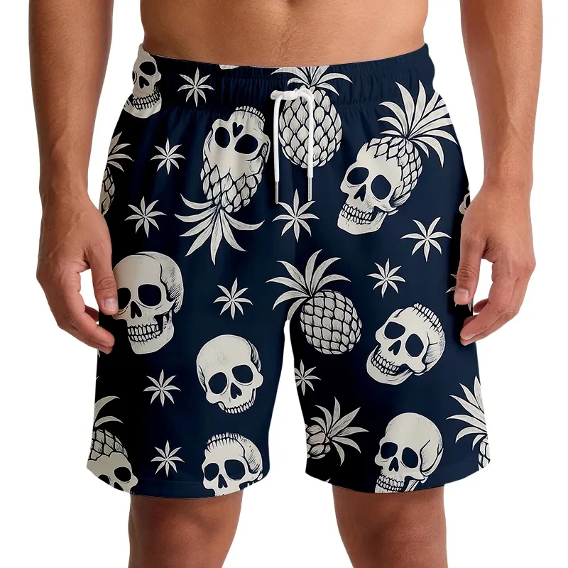 

2026 Summer New Men's Limited Edition Pineapple and Skull Shorts 3D Printed Sports Shorts Casual Street Wear Loose Shorts