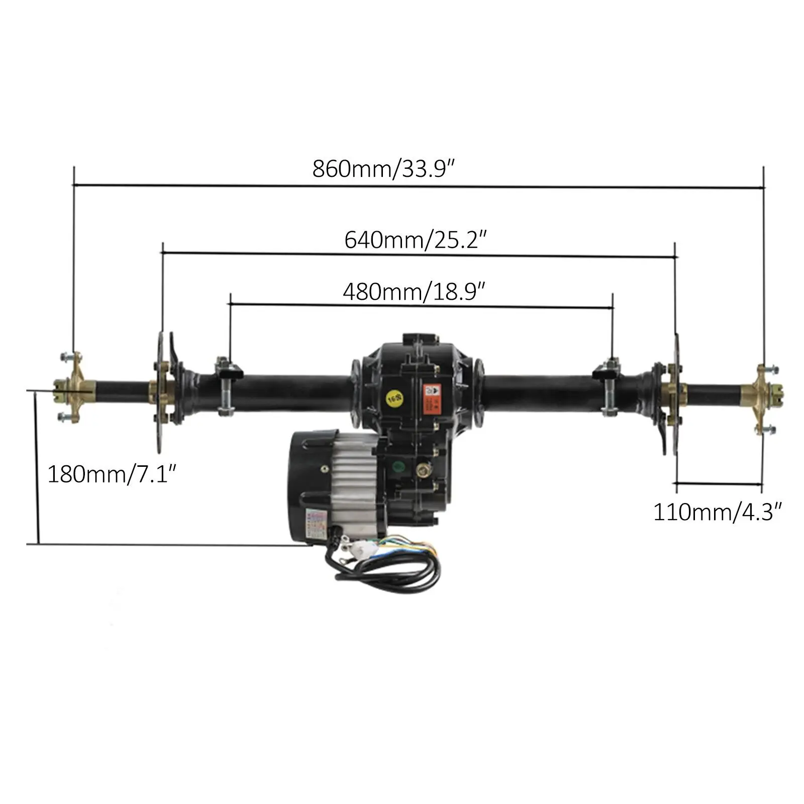 860mm Rear Axle Kit Wheels＆72V 1500W Electric Differential Motor for Tricycle UTV Go Kart ATV Quad