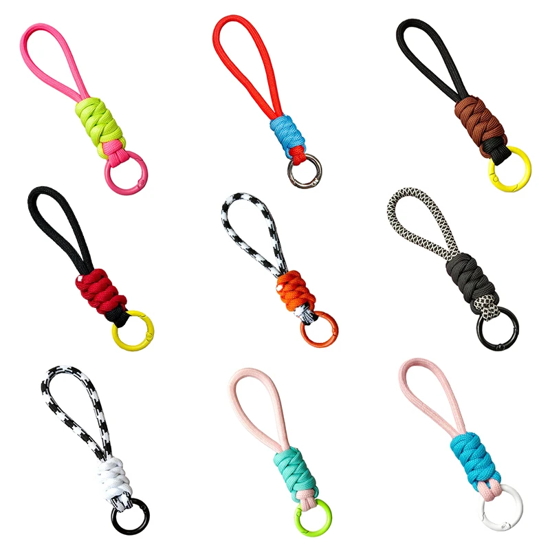 Creative Anti-Lost Knot Nylon Rope Keyring Colorful Braided Lanyard Keychain For Women Men Car Backpack Pendant Accessories Gift