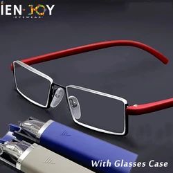 IENJOY TR90 Reading Glasses Anti-Blue Light Reading Glasses Men Half Frame Prescription Eyeglasses Male Eyewear With Case1.0-4.0