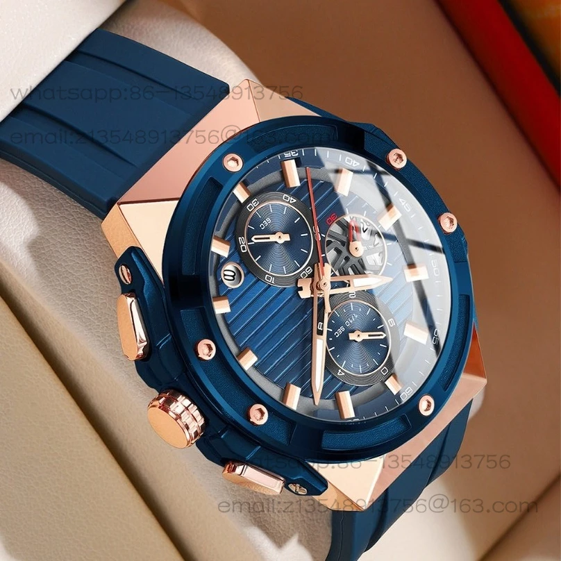 

Multifunctional Silicone Strap Sports Six-Pin Calendar Waterproof Casual Men's Fashion Watch 8462