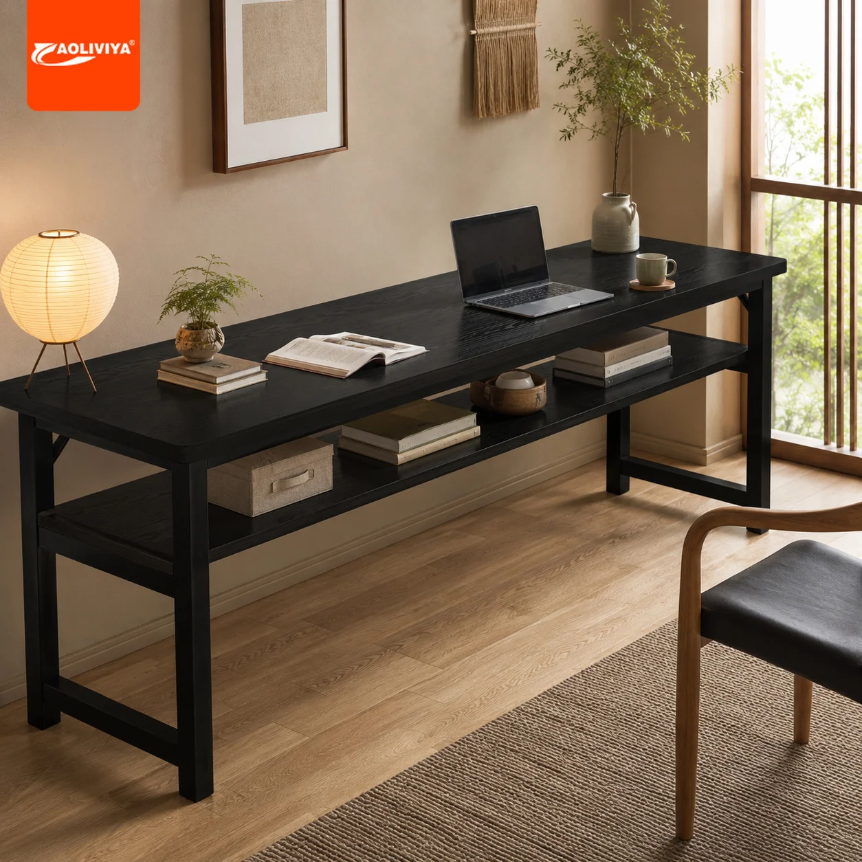 AOLIVIYA 40CM Wide Double Long Desk Student Home Bedroom Office Learning Rectangular Computer Desk Against The Wall