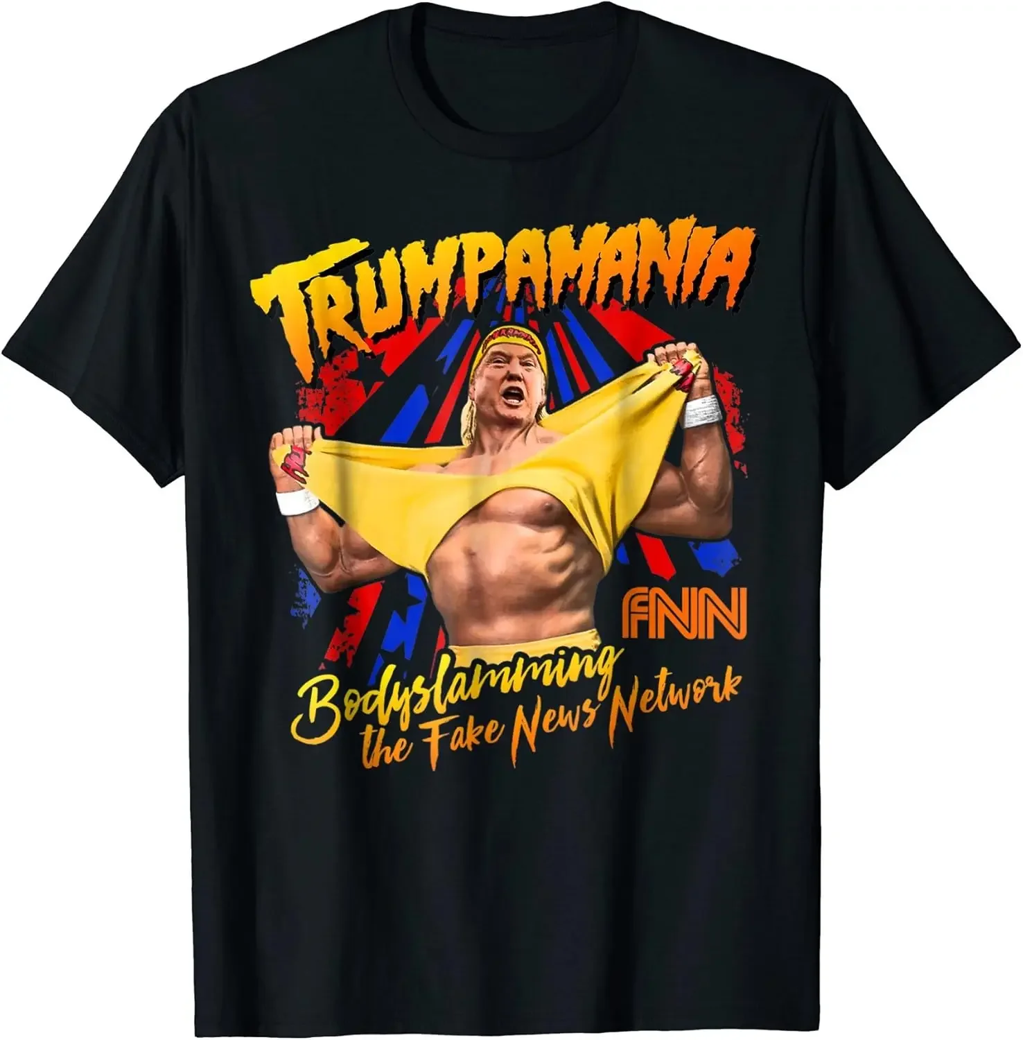 Donald Trump Wrestling Meme masculino, camiseta de manga curta 100% algodão, o pescoço, fake news, casual, verão, tamanho S-3XL