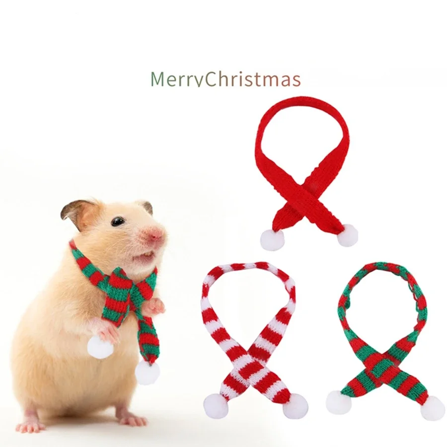 1pcs Christmas Pet Chicken Scarf Set Mini Red Green Santa Scarf Xmas Small Animal Hat for Hen Duck Hamster GuineaPig Parrot