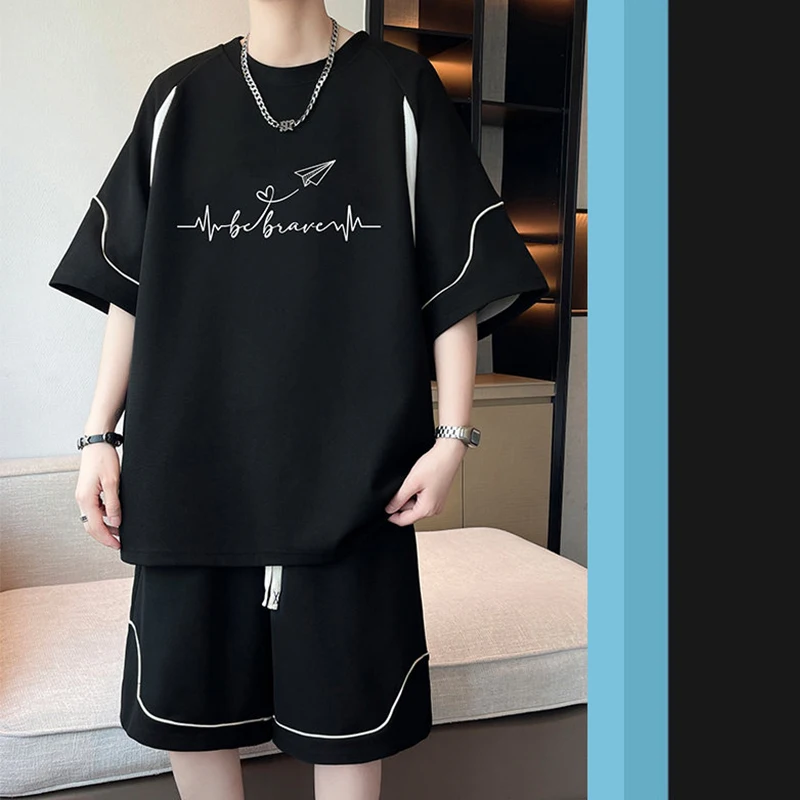 

Short Sleeve T-Shirt And Shorts Men's Sets Clothing 2026 Summer Youth Fashion Streetwear Top Tees & Five Cents Pant 2-Piece Suit