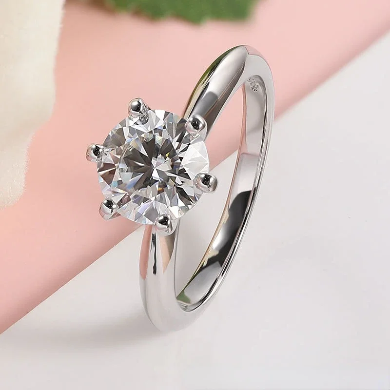 

Pretty Beauty 1/1.5ct Moissanite Solitaire Engagement Ring for Women 925 Sterling Silver Diamond Wedding Band Party Fine Jewelry