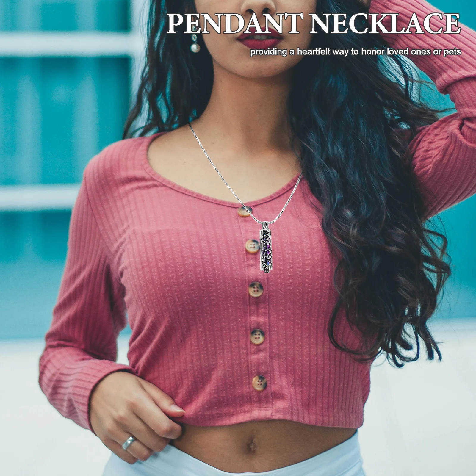 الحيوانات الأليفة جرة قلادة الفولاذ المقاوم للصدأ اسطوانة قلادة تذكارية تذكار مجوهرات Cremains رماد قلادة قلادة أسطواني