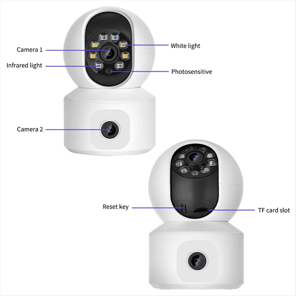 

Горячая A224I 8MP Wi-Fi IP-камера с двумя объективами, радионяня, цветное ночное видение, автоматическое отслеживание человека, видео, умный дом
