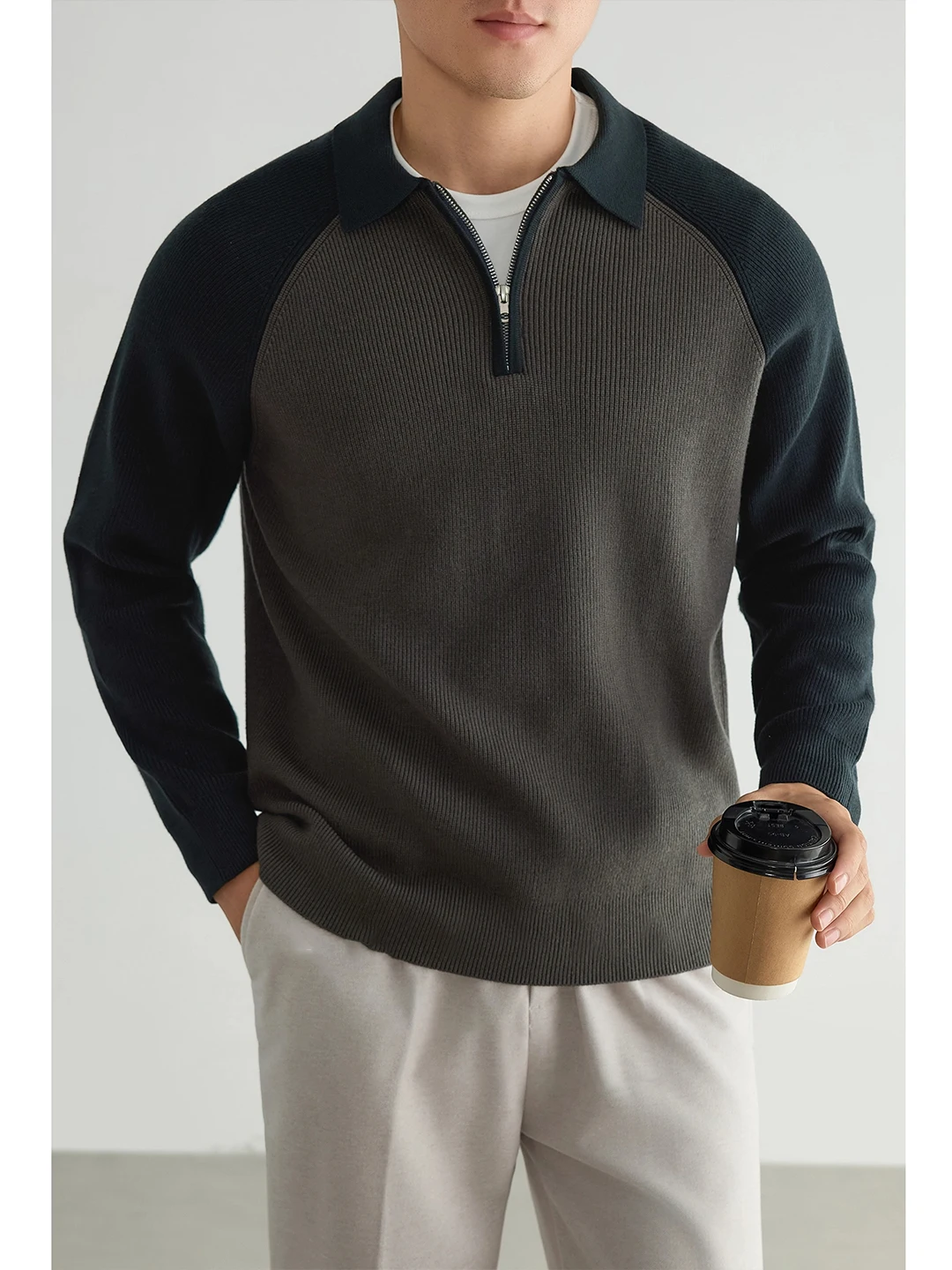 

Ретро американский повседневный трикотаж Long Sve с отложным воротником, мужской базовый свитер, осенне-зимний топ, теплый цвет, полиэстер