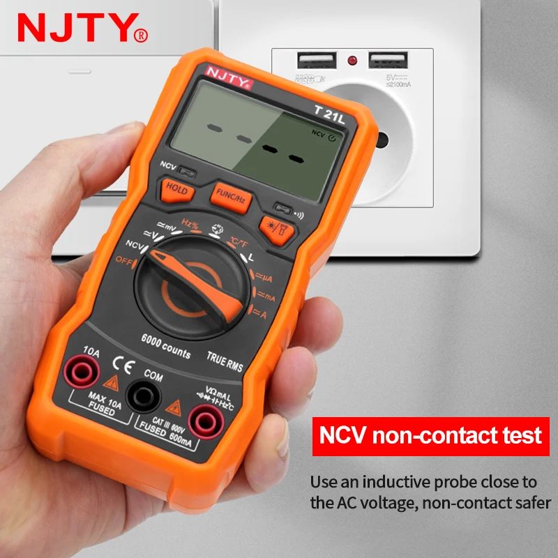 Digital Multimeter 6000 Count AC/DC Voltage Meter 10A Current Professional Multimetro Capacitor Inductor Test Electricity Tools