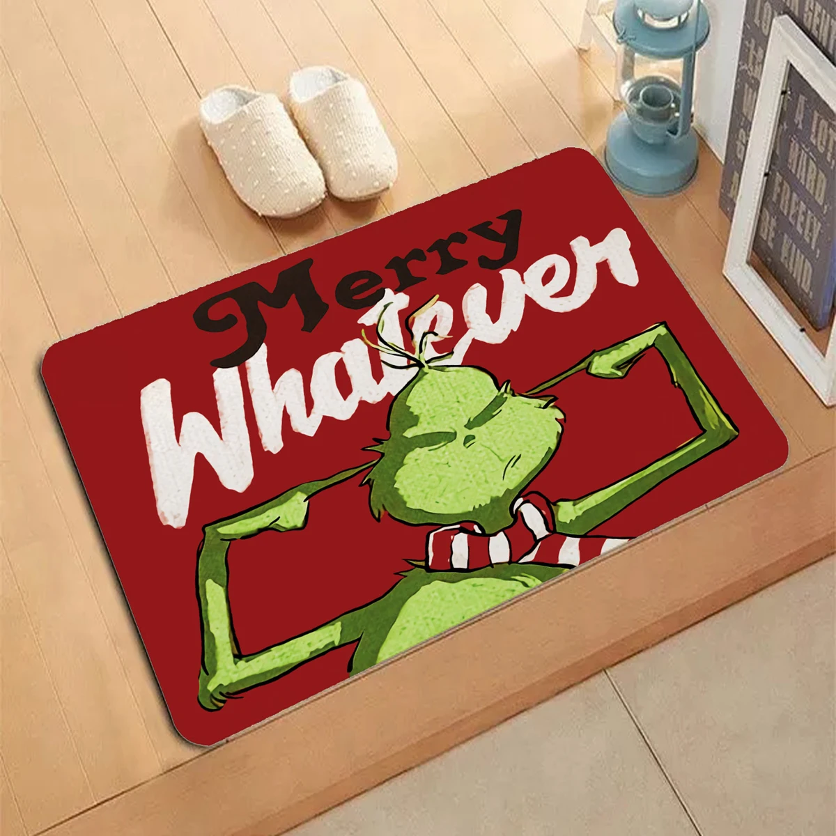 The green-haired Monster of Christmas Pattern Carpet Entrance Doormat Non-slip Living Room Kitchen Bedroom Decor Rug Floor Mats