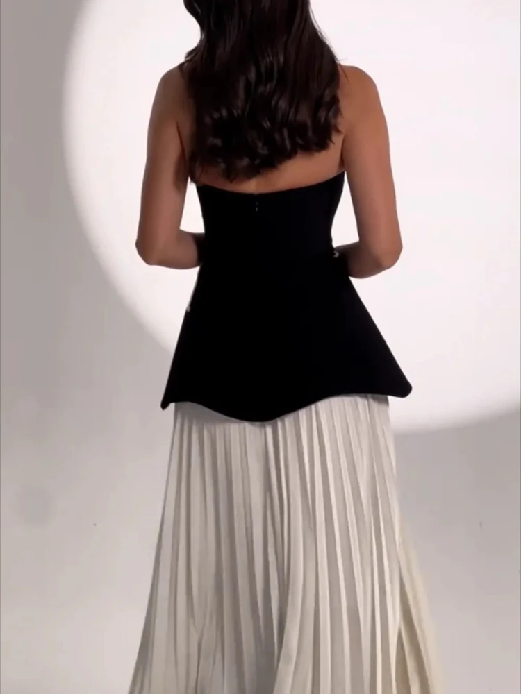 Abiti da sera eleganti Jersey Fiori Pieghe senza spalline Abito lungo a trapezio Squisito abito da ballo di alta qualità da donna personalizzato
