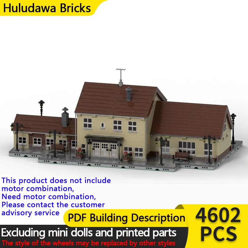 

City Street View Model MOC Building Bricks High Railway Train Station Modular Technology Children Holiday Gift Assemble Toy Suit