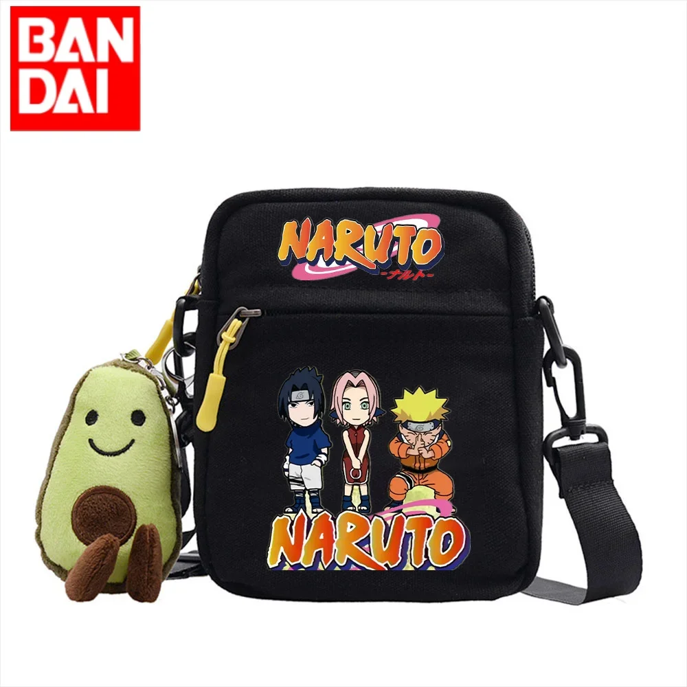 Bandai Anime Naruto Backpack Single Shoulder Canvas Bag New Cute Square Bag Children\'s Backpack Schoolbag Boys and Girls