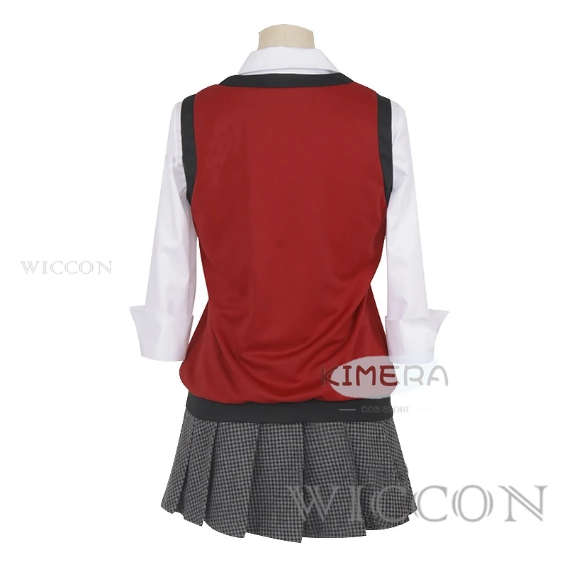

Midari Ikishima Cosplay Costume Japanese School Uniform Vest Skirt Women JK Uniform Wig