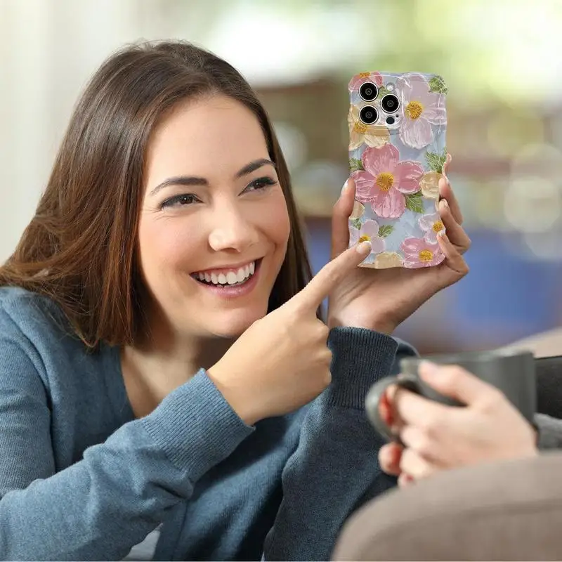 Etui na telefon Kolorowe Retro Malarstwo olejne Kwiat Ochronne etui na telefon Urocza kręcona ramka TPU Etui ochronne na telefony komórkowe