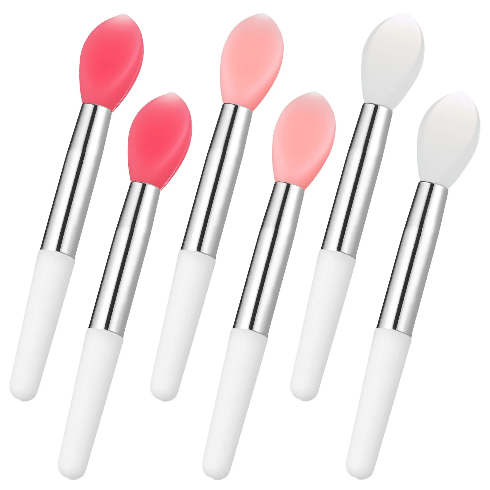 6 قطعة مجموعة فرشاة الشفاه سيليكون 3 ألوان شفافة الوردي البطيخ الأحمر لينة رئيس لأحمر الشفاه لمعان قضيب ماكياج المحمولة #3