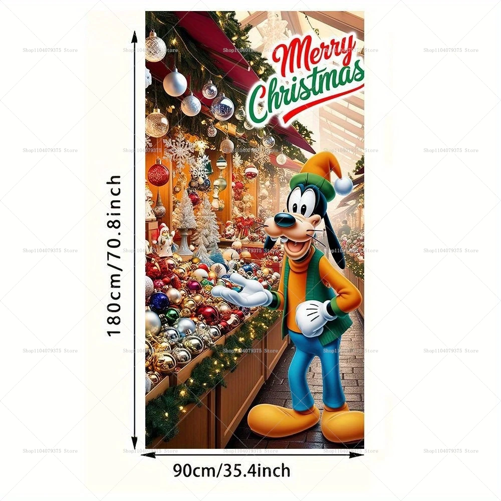 Disney Mickey Minnie Door Cover Banner Christmas Party Photography Background Indoor Outdoor Porch Background Decorations