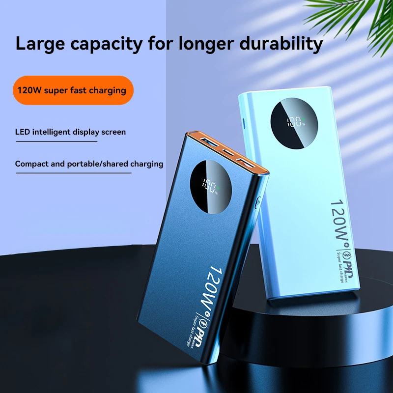 Imagen 3: Banco de energía de 500000mAh, 120W, carga súper rápida, PD20W, pantalla digital bidireccional, seguro para avión, CCC, para iPhone, Samsung, Xiaomi