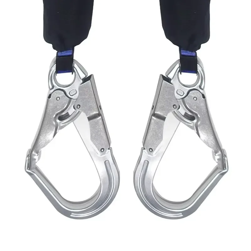 CE Certified Retractable Fall Arrester Double Hook Self Locking Safety Belt for High Altitude Construction Work Protection
