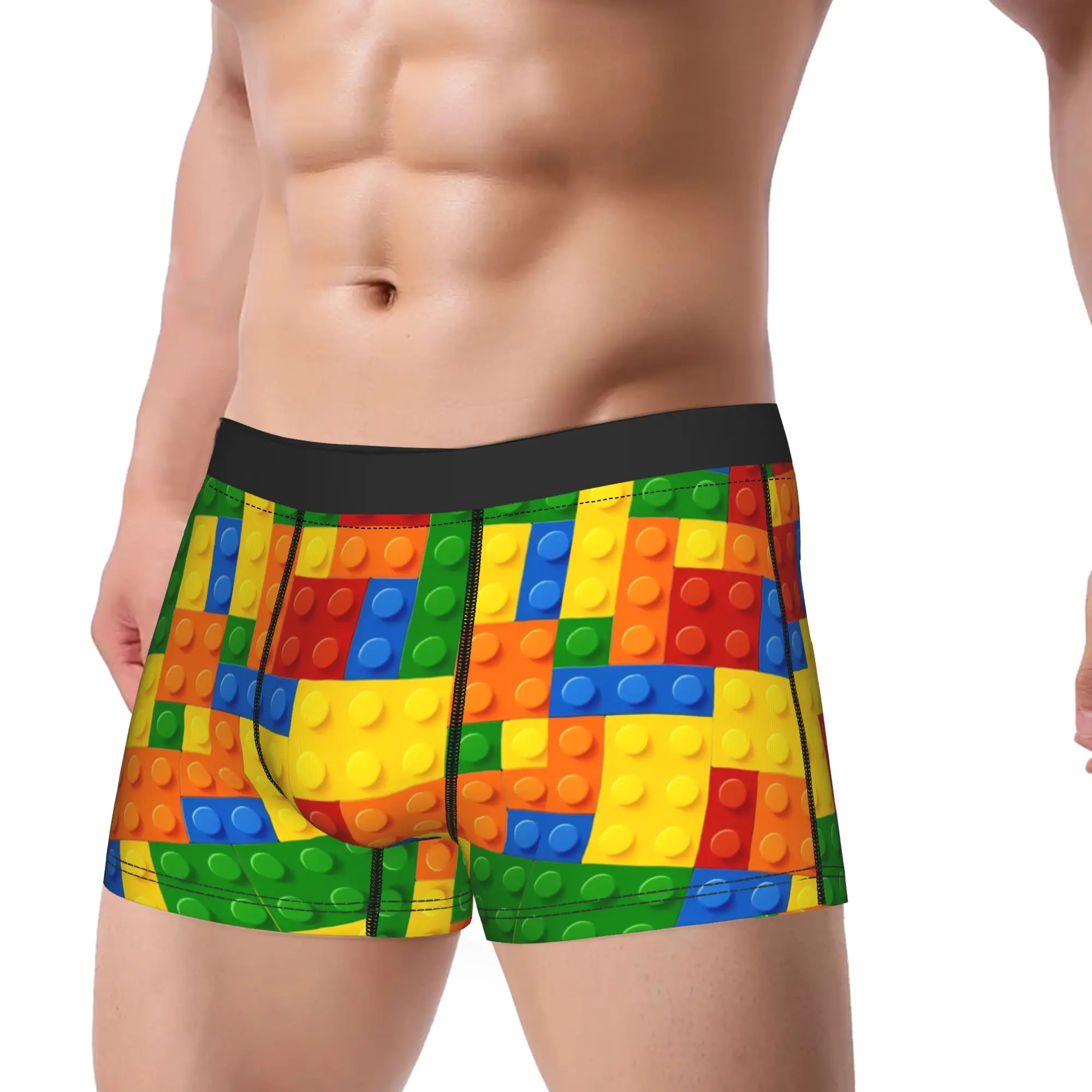 

3D Primary Color Building Blocks Pattern Underwear Printing Boxershorts Hot Sale Male Panties Comfortable Boxer Brief Gift