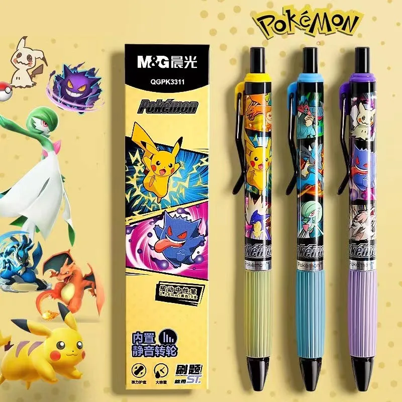 

24pcs/lot Creative Pokemon Mute Gel Pen Cute 0.5mm Black Ink Neutral Pens Promotional Gift Office School Supplies