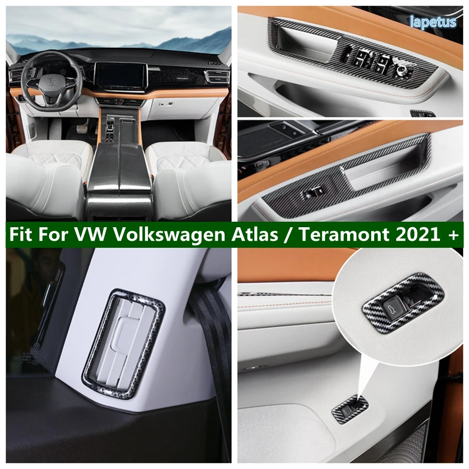 

Carbon Fiber Steering Wheel / Head Light Adjust Switch Button Cover Trim For VW Volkswagen Atlas / Teramont 2021 2022 Interior