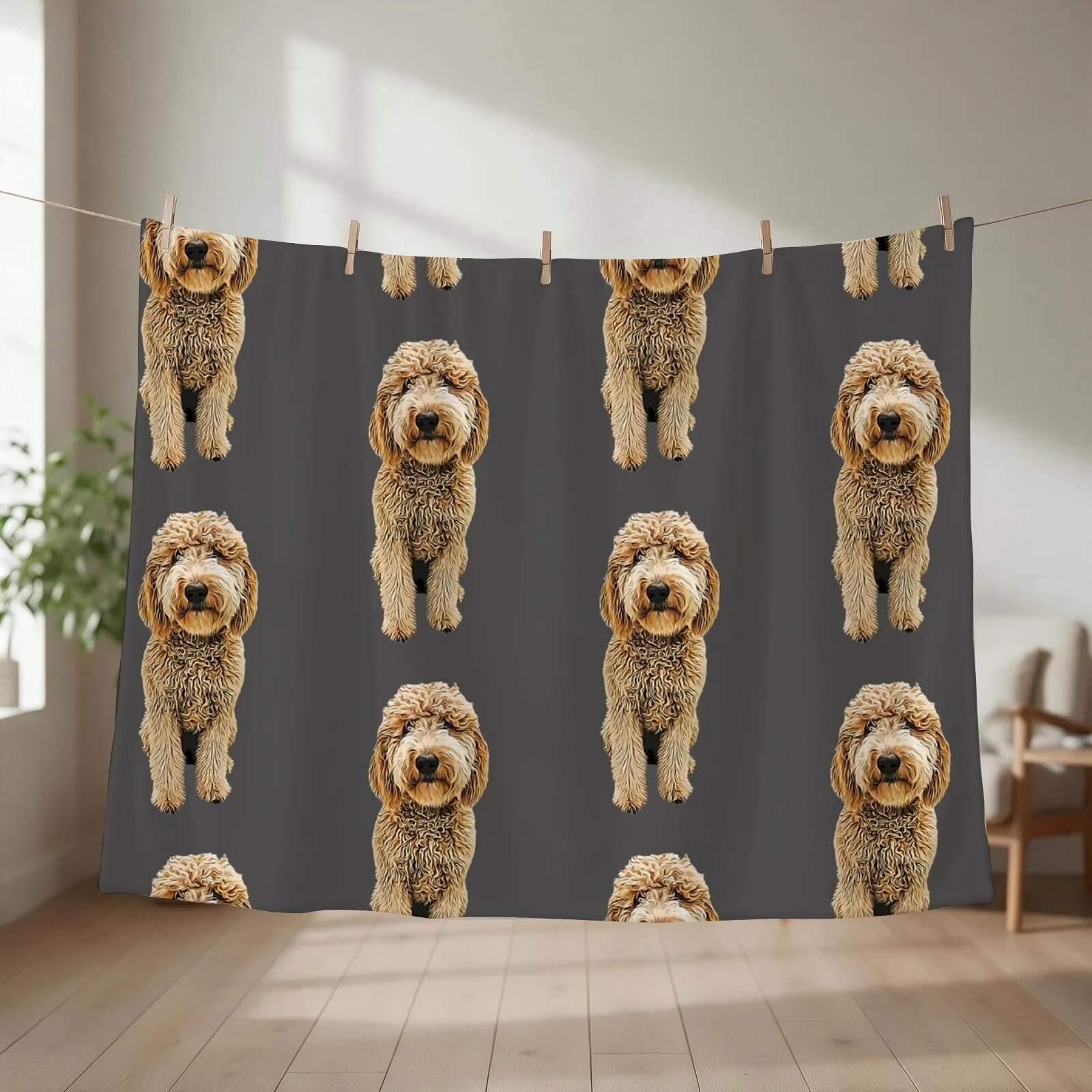 Labradoodle Golden Doodle Throw Blanket couch cozy soft plush fuzzy picnic outdoor blanket