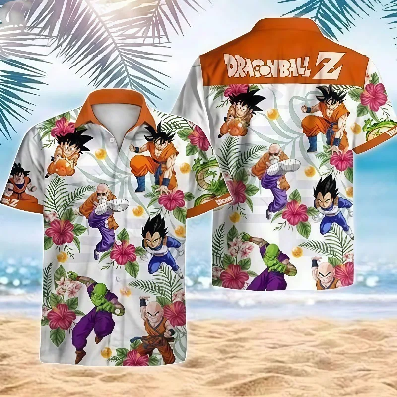 

Летние мужские поло-рубашки Dragon Ball Z 2026: Гавайская рубашка с 3D-принтом Vegeta и Goku, модная одежда для вечеринок, с коротким рукавом