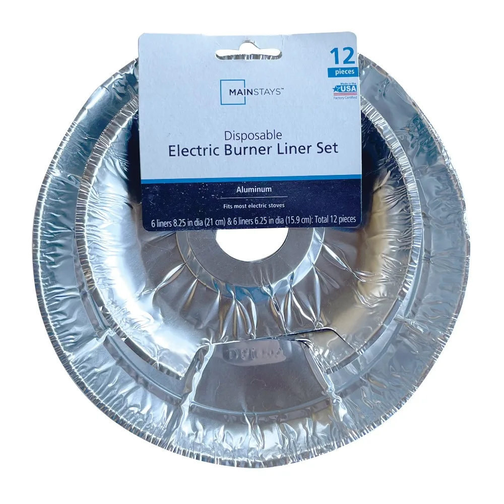 Disposable Aluminum Foil Drip Pan Liners Set for Electric Coil Stove Burner Covers Replacement 12 Pieces Pack Kitchen Cooktop Protection