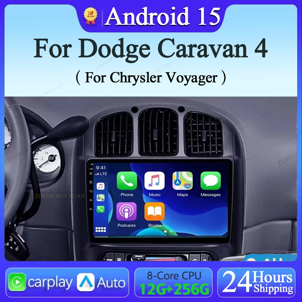 Para Dodge Caravan 4 para Chrysler Voyager RG RS Town & Country RS 2000 - 2007 CarPlay Auto Android 15 2K QLED Radio de coche Multimedia