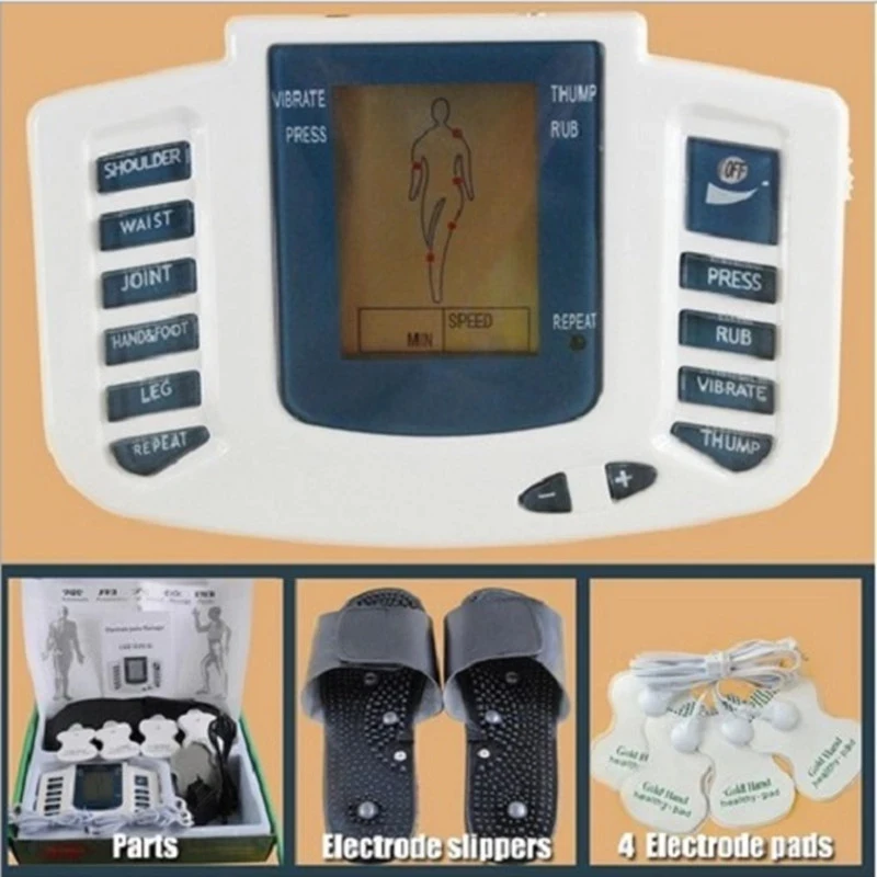 JR309 EMS Tens Massage Unit +16 Pads Russian Electrical Pulse Acupuncture Full Body Relax Muscle Therapy Massager Stimulator