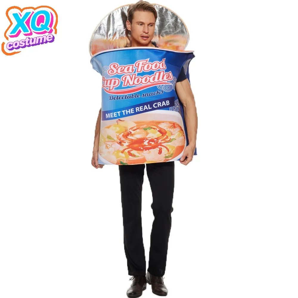 Disfraz de fideos instantáneos de mariscos de Halloween, mono divertido para actuaciones de fiesta
