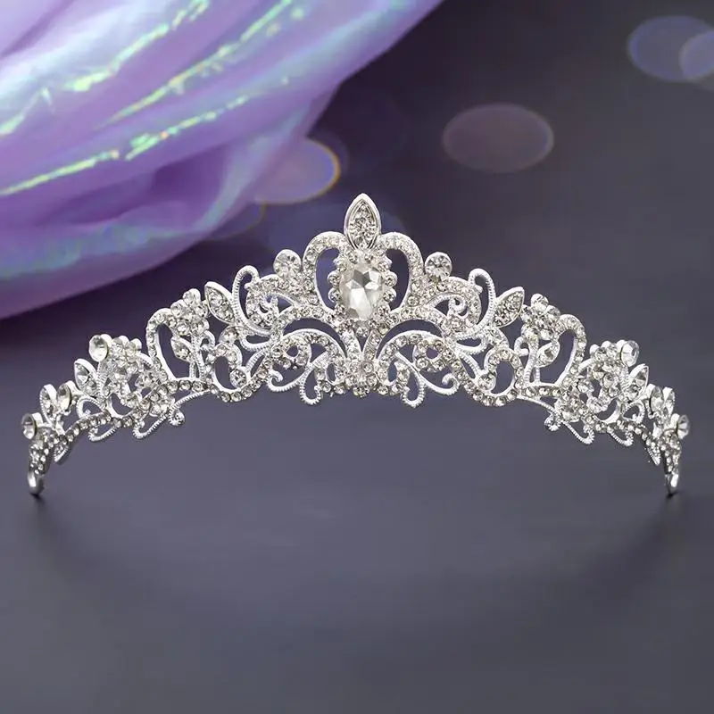 Silver Color Crystal Crown Tiara For Women Rhinestone Prom Diadem Headband Bridal Wedding Hair Accessories Jewelry Crown Tiara