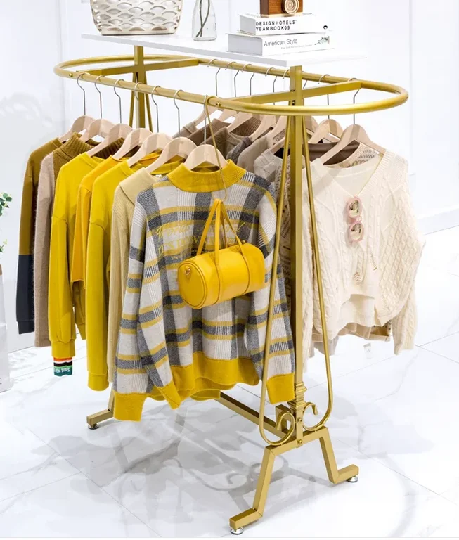 Double-row display rack of double-sided clothes hanger clothing store