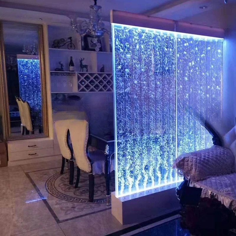 Large acrylic screen water curtain wall, flowing water bubble wall, creative fish tank aquarium
