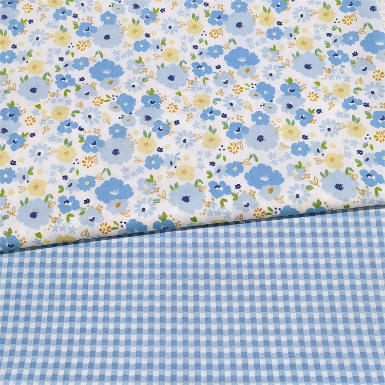 Tela de vestido de cama de sarga de algodón verde púrpura floral de 160x50 cm