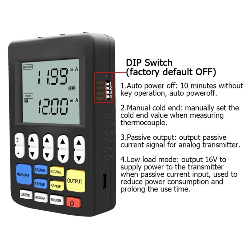 Generador de señal multifunción, voltaje de corriente 4-20Ma, fuente de señal de termopar RTD, calibrador de proceso portátil