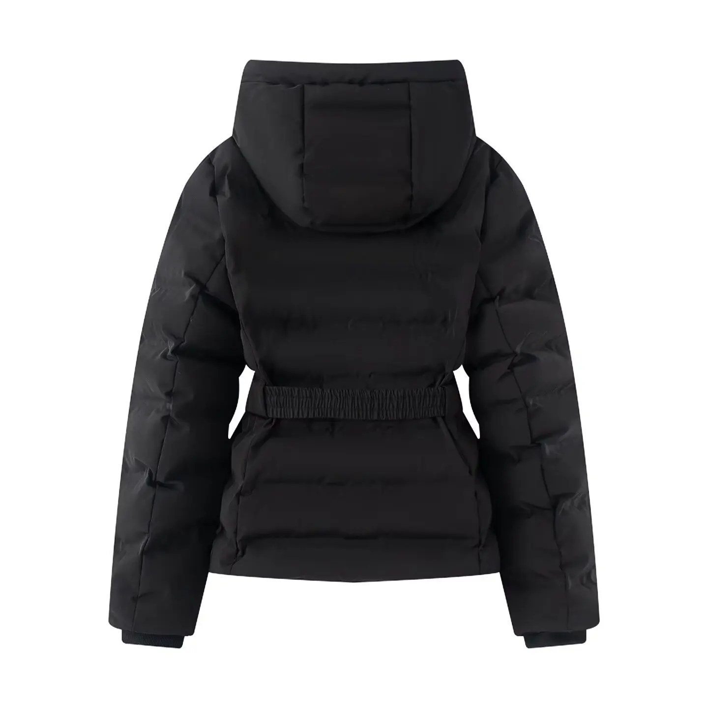 Women's Winter Hooded Waterproof Slim Fit Padded Sports Parkas Coats Belt Lady Elegant Gold Warm Zipper Windproof Skiing Jacket