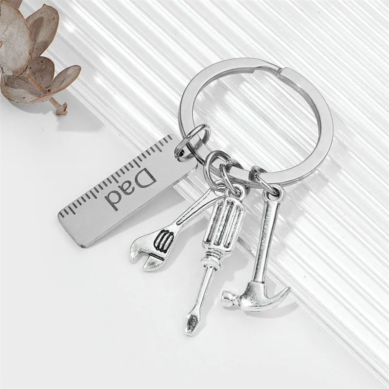 Keychain Mini Tools Set AlloyScrew Driver with Ruler Hammer Wrench Screwdriver Key Chain Key Ring Carabiner Charms Father's Gift