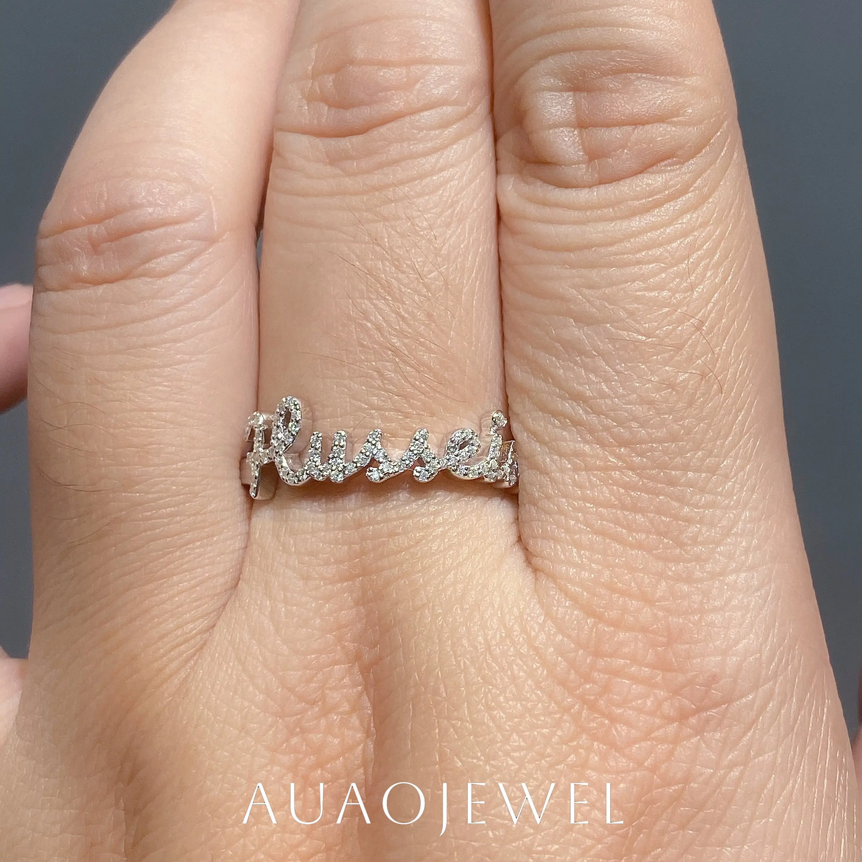 

AUAOJEWEL Alphabet Rings Custom Letters Special Designer 925 Sterling Silver 18K 9K 14K Real Gold Jewelry Couple Friendship Gift