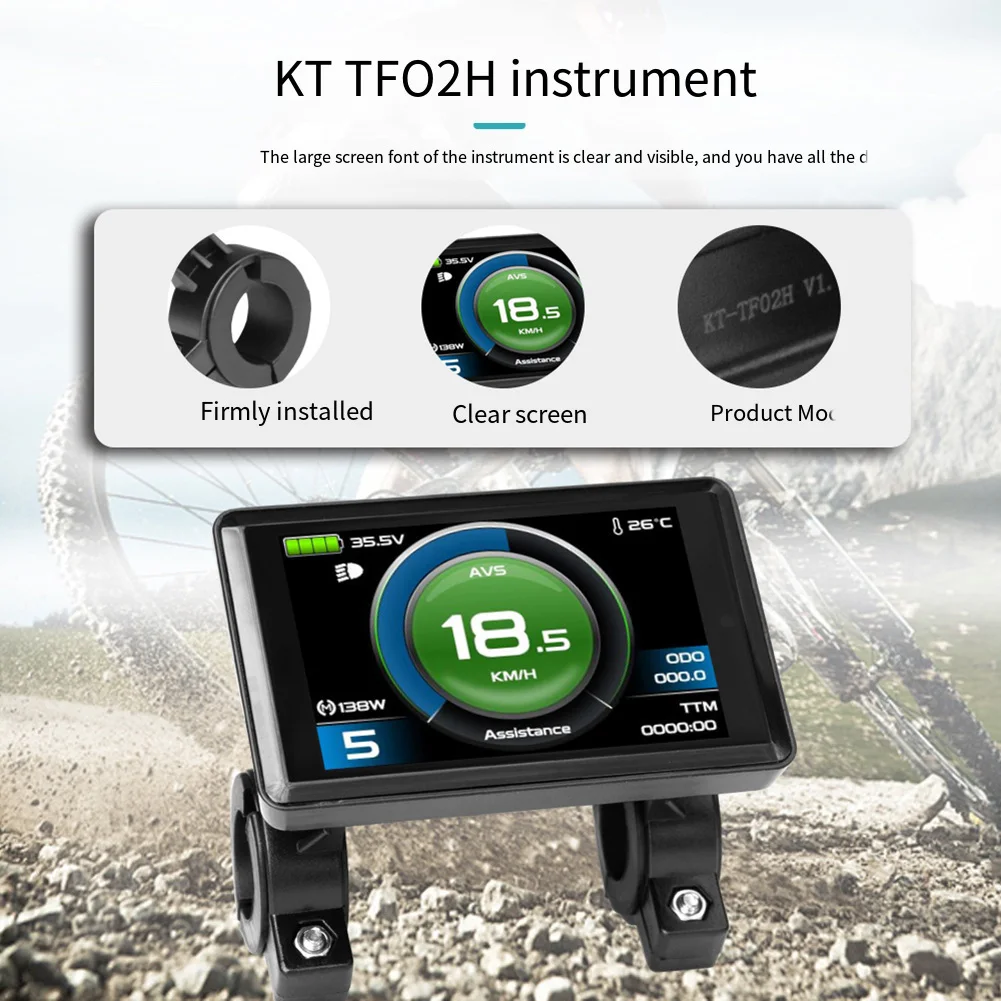 

For KT Ebike Display TF-02H/H-100/LCD-S866 24V-72V Landscape Mode Colorful LCD Instrument Panel With 5 Pin Waterproof Connector