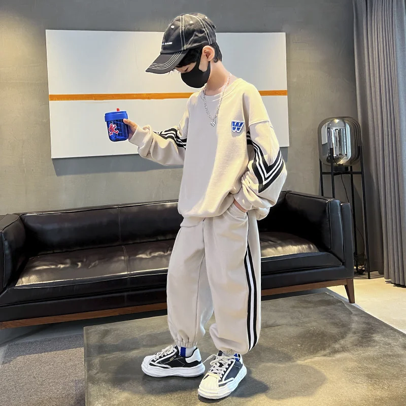 Children Sportswear Sets 2024 New Fashion Kids Suits Spring Autumn Boys Casual Pullovers Outfits Teenager Sports Top+Pants 2Pcs