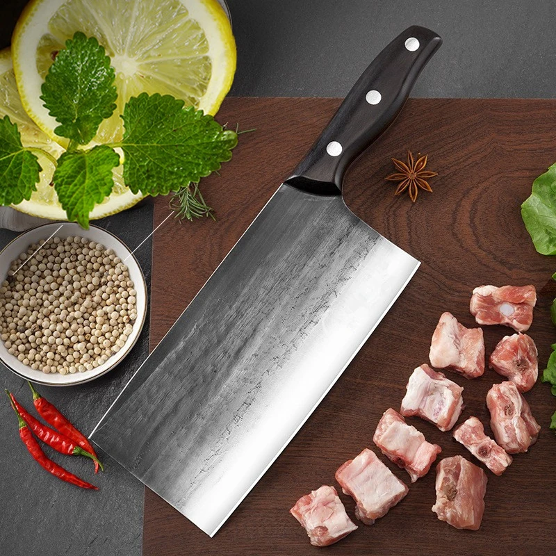 New Heavy Knife Chop Bones Cleaver Meat Kitchen Knives Hand Forge Blade Wood Handle Chef Butcher Knife Utility Barbecue Cleaver