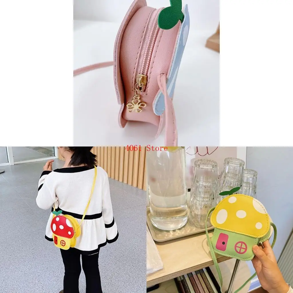 

Toddler Girl's Mushroom Crossbody Satchel PU Leather Outdoor Coin Purse