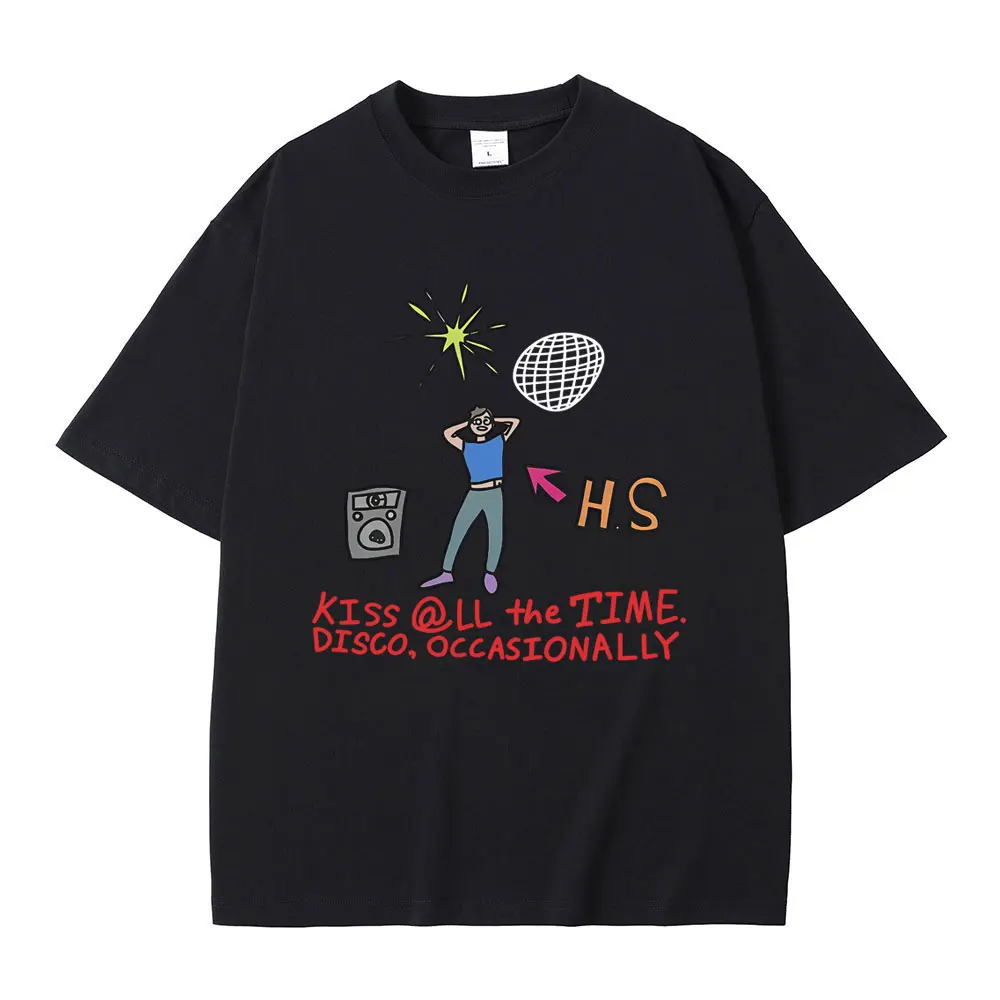 Kiss All The Time Disco Occasionally Album Funny Graphic T-shirt Men Women Hip Hop Fashion Oversized T Shirt Cartoon Y2k Clothes
