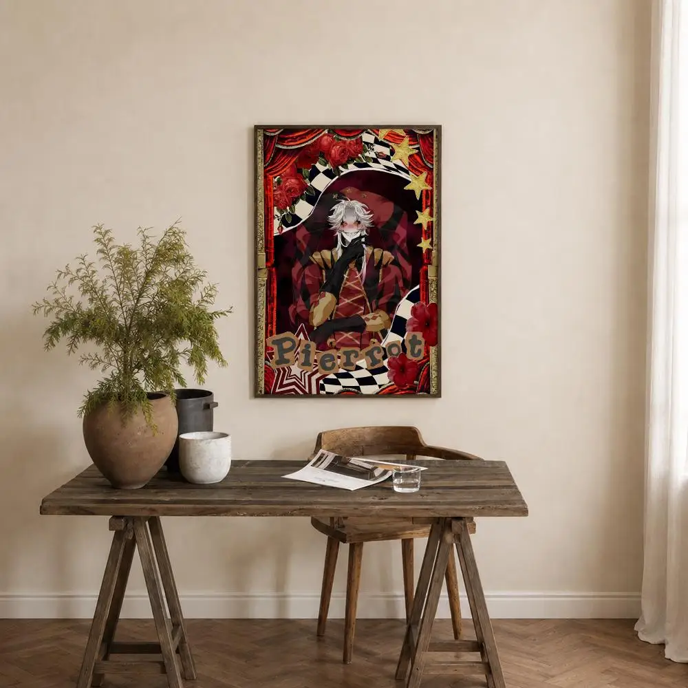 Pattern The Freak Circus Pierrot Poster Self‑Adhesive Waterproof PP Poster Coffee House Bar Wall Art Sticker Room Home Decor