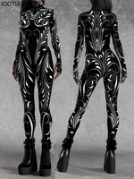 Halloween Women Mechanical Bodysuit Cosplay Cyberpunk Style Gothic Bodysuit Future Technology Electronic Cool Rave Party Set